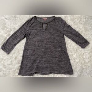 Juicy Couture Y2K Womens M Gray Beaded Keyhole Neck Bling Top 3/4 Sleeve Blouse